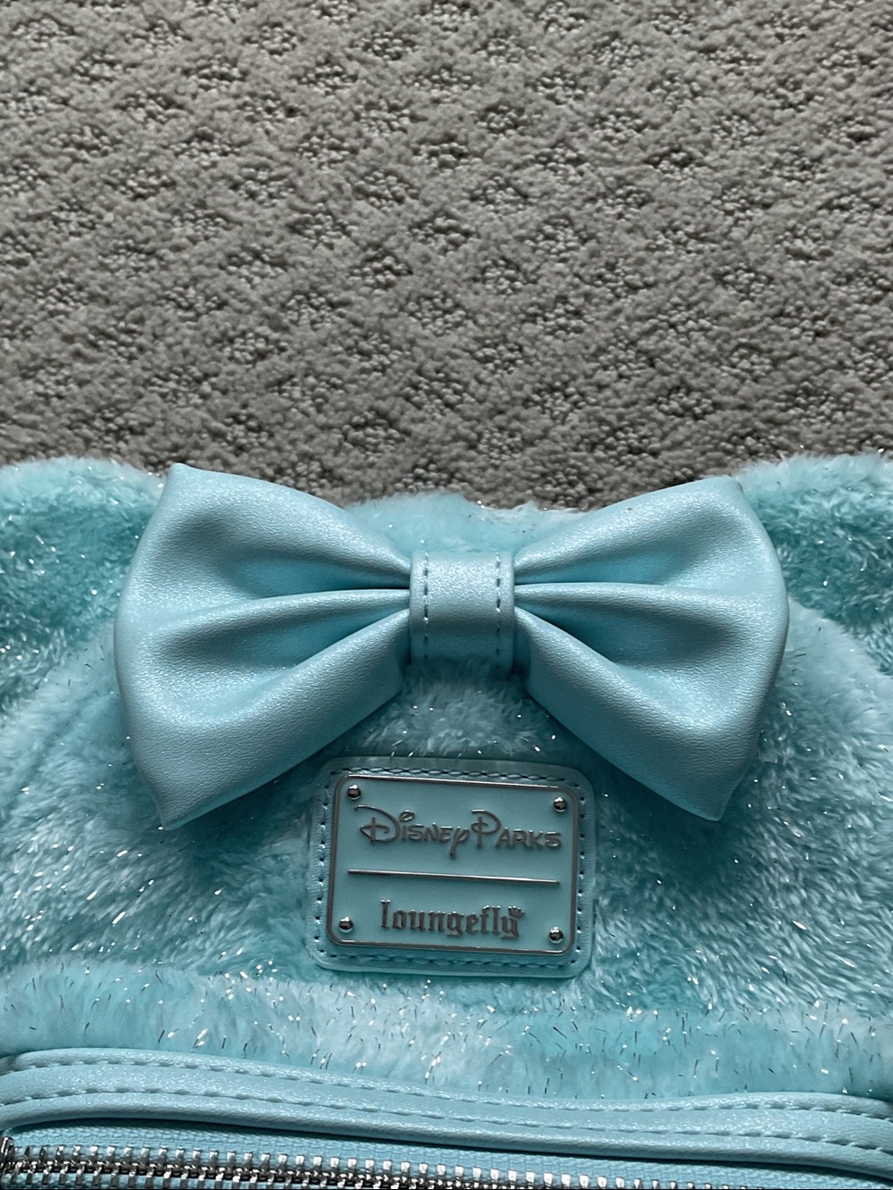 Loungefly Mint Plush Bear-Ear Kids Mini Backpack with Bow - Picture 2 of 8